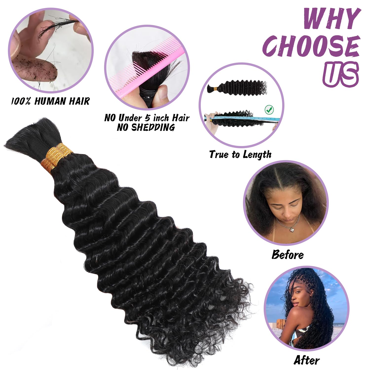 Afihond natural color bundle highlighting curly texture, ideal for long-lasting styles
