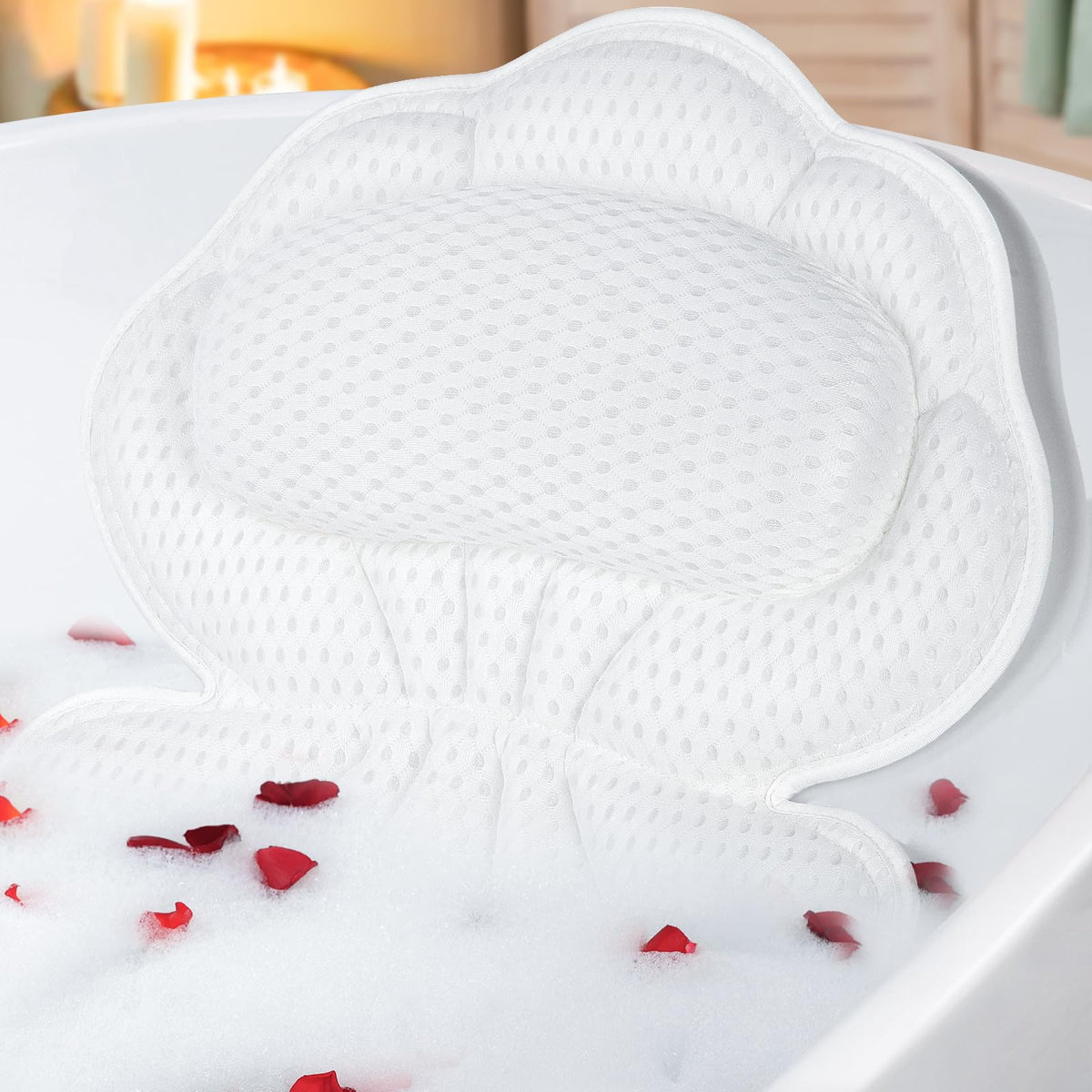 Afitton Bath Pillow ergonomic design supports head and neck during baths