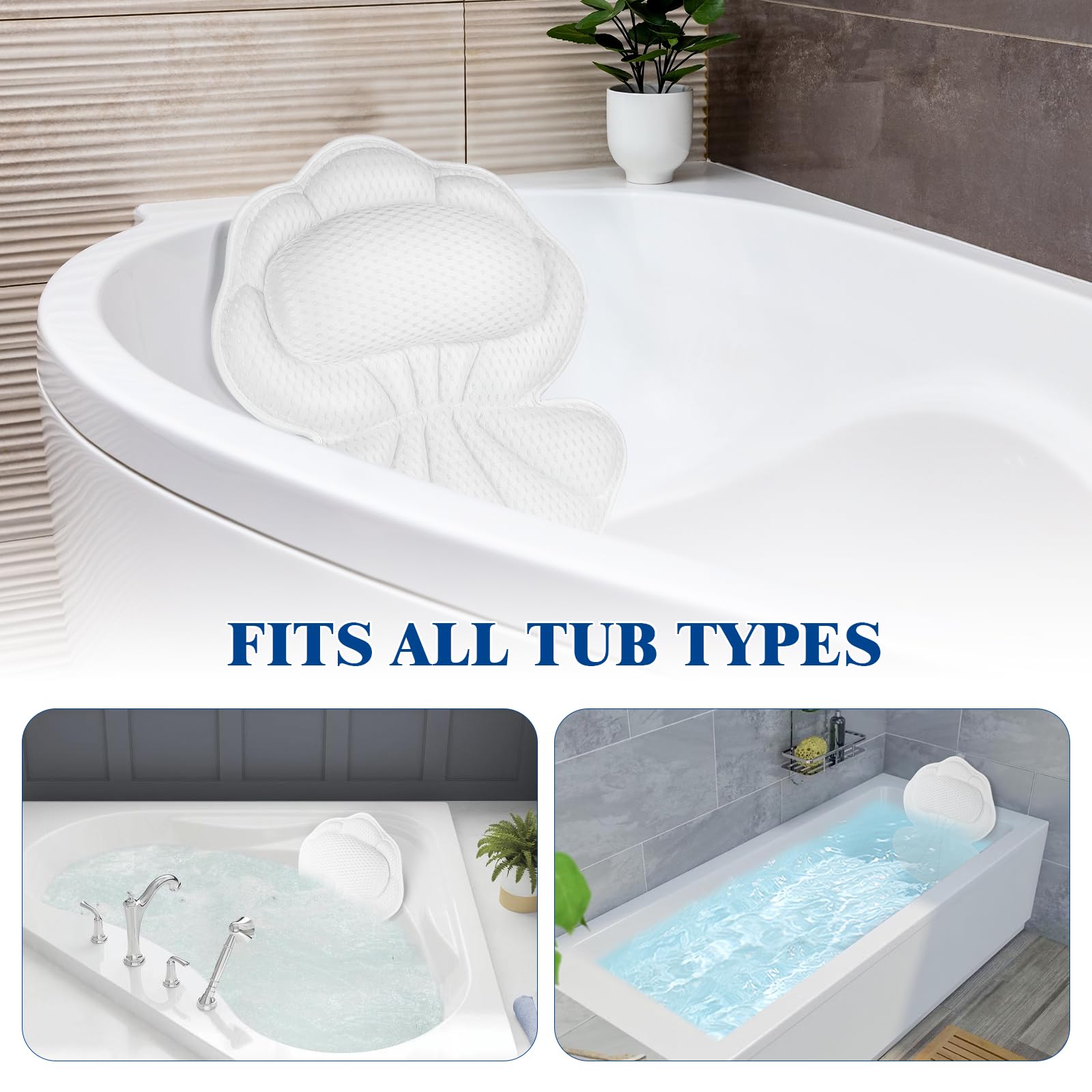 Afitton Bath Pillow tub-compatible design fits most tubs for versatile use