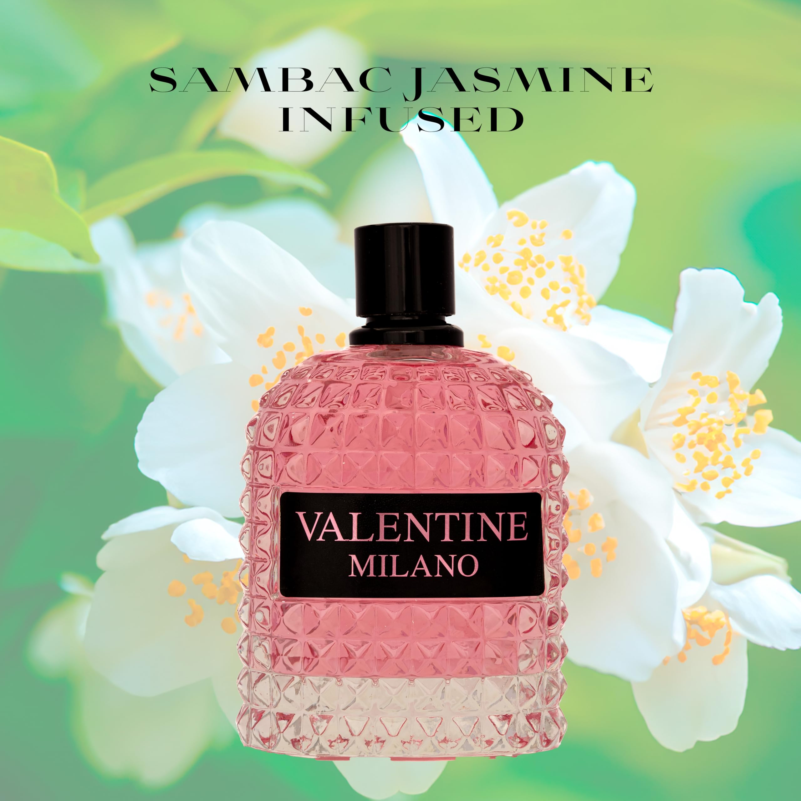 AFLUXE Valentine Milano perfume worn with evening attire suggests confident elegance.