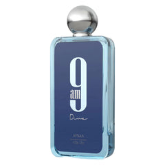 Afnan 9 AM Dive spray application with even mist for effortless refresh.