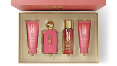 Afnan 9 AM Pour Femme gift set display highlights four-piece luxury fragrance collection