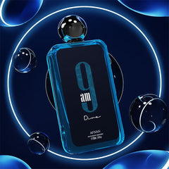 Afnan 9 AM Dive top notes scene highlights pink pepper and mint for a vibrant morning lift.