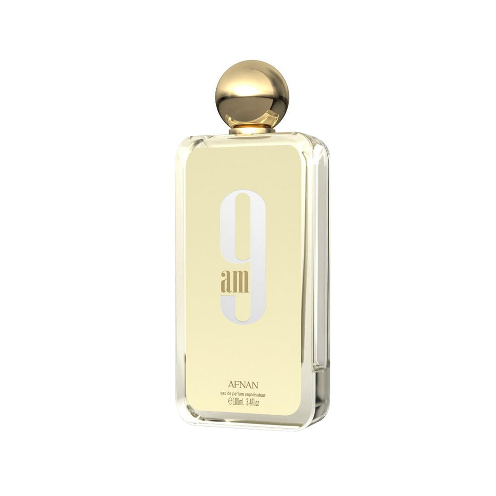 Afnan 9 AM EDP citrus heart close-up demonstrates lavender and orange blossom harmony.