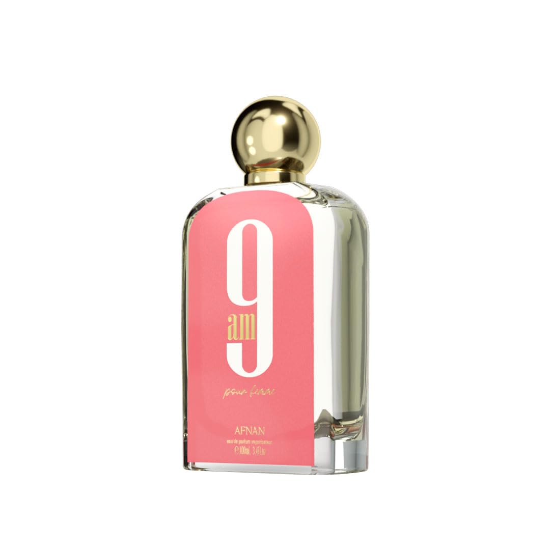 Afnan 9 AM Pour Femme heart notes show fruity elegance with black currant and raspberry