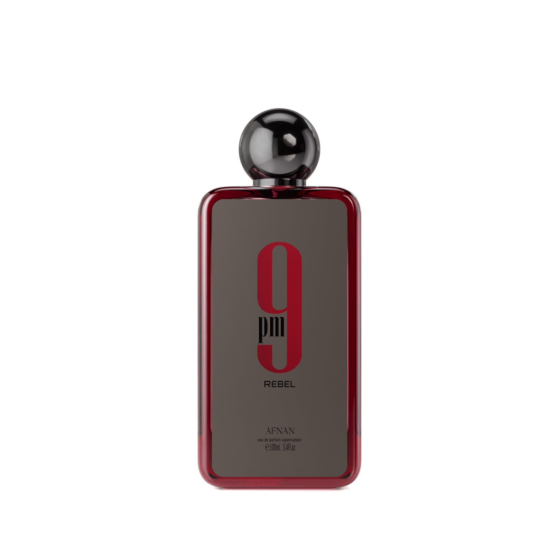 Afnan 9 PM Rebel bottle-front showcases unisex appeal for day or night wear.