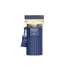 Afnan Historic Olmeda bottle closeup for refined evening fragrance.