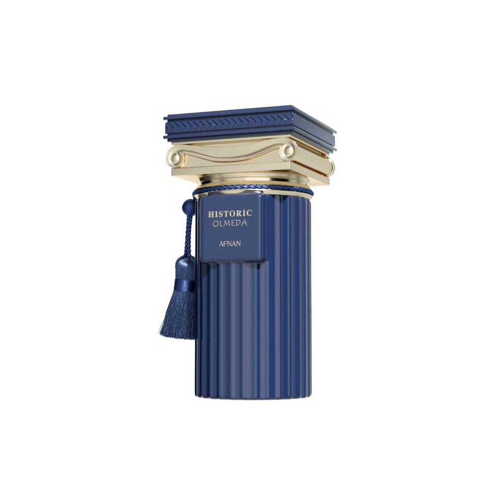 Afnan Historic Olmeda packaging box and ribbon conveys premium presentation.