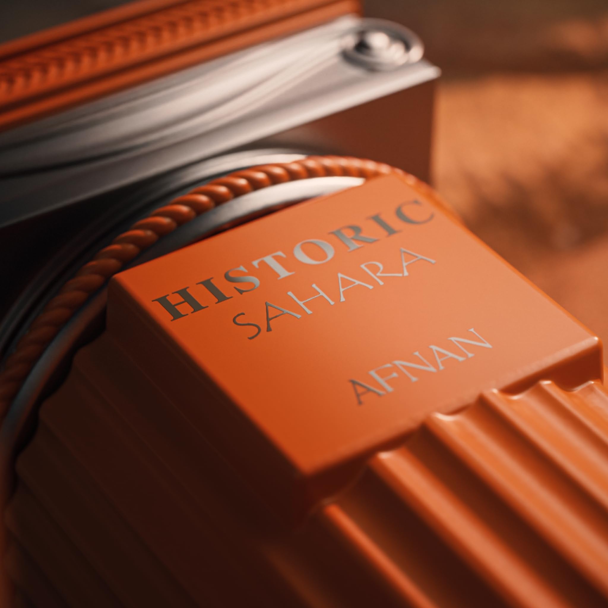 Afnan Historic Sahara fragrance application, suggesting all-day wear with balanced projection