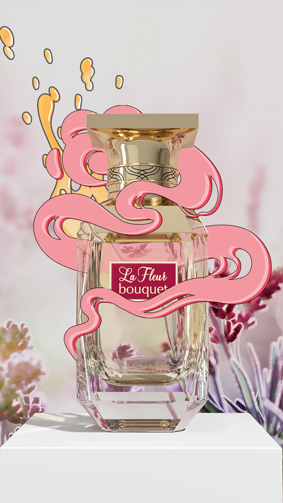 Lifestyle shot of Afnan La Fleur Bouquet in a blooming garden mood