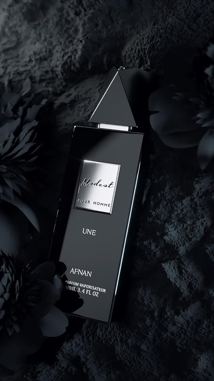 Afnan Modest Pour Homme heart notes deepen warmth with geranium and elemi