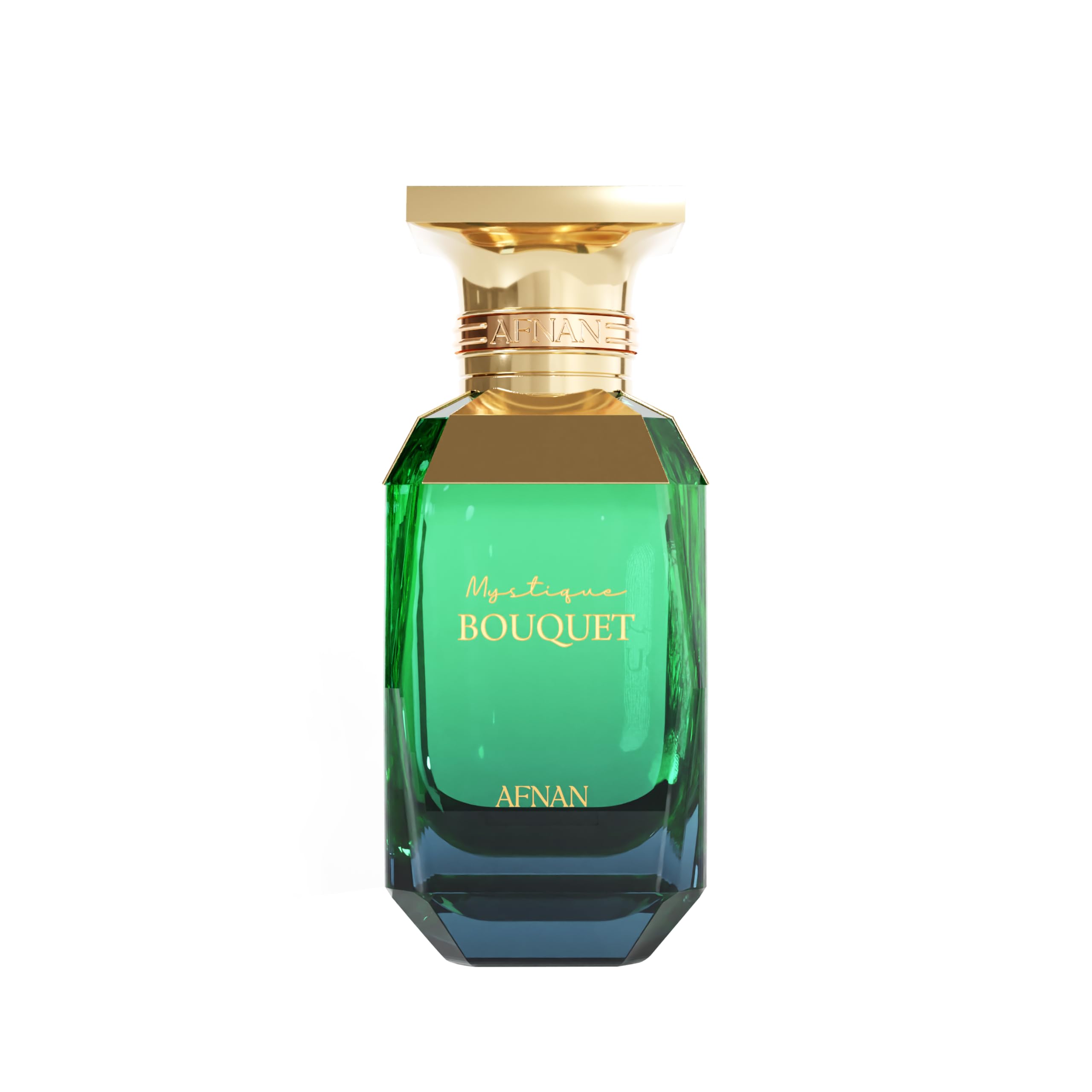 Afnan Mystique Bouquet bottle shot highlights top notes for bright daily wear