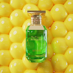 Afnan Mystique Bouquet top notes image shows white peach and mandarin for an uplifting opening