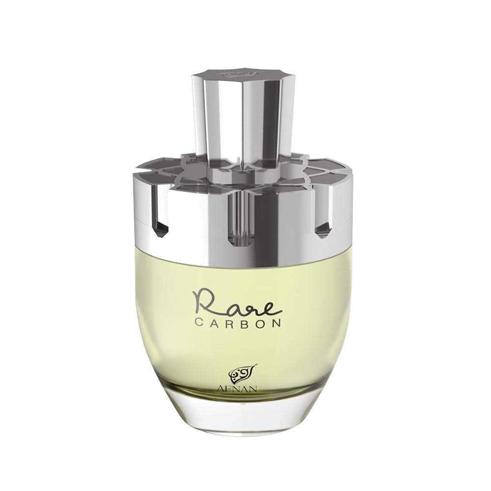 Afnan Rare Carbon bottle front showing bold design for daytime confidence.