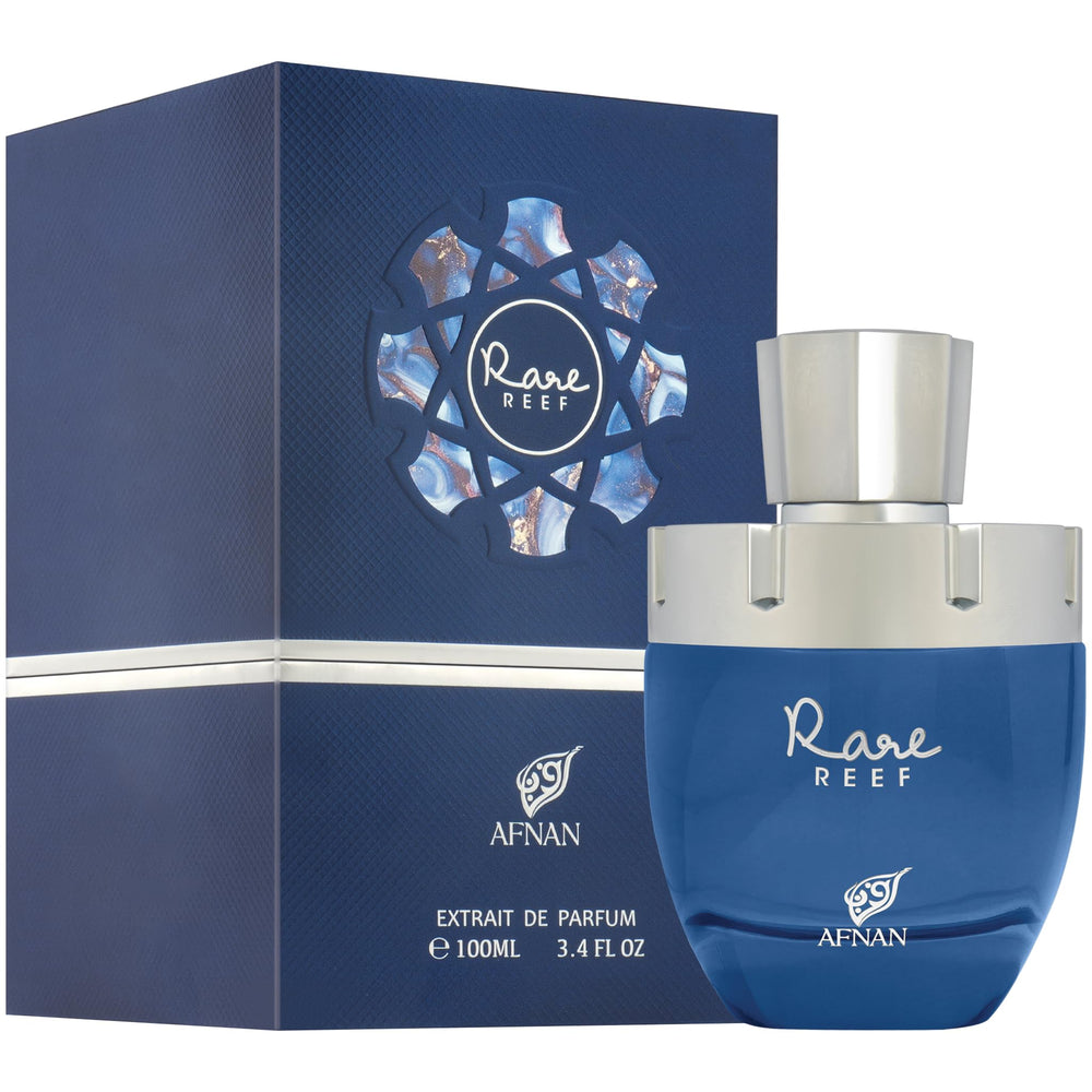 Afnan Rare Reef base notes of fig and amberwood with depth.