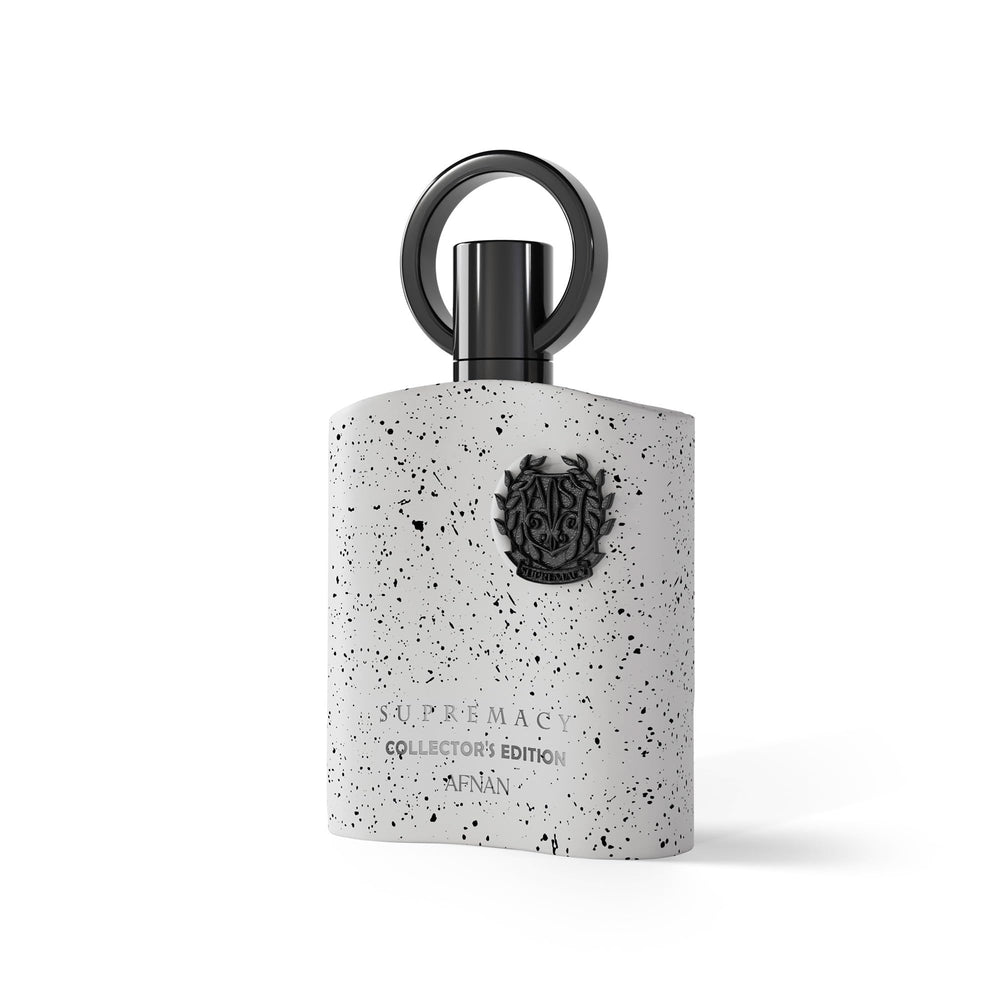 Afnan Supremacy Collector Edition bottle-angled-shot highlights masculine profile for nights out