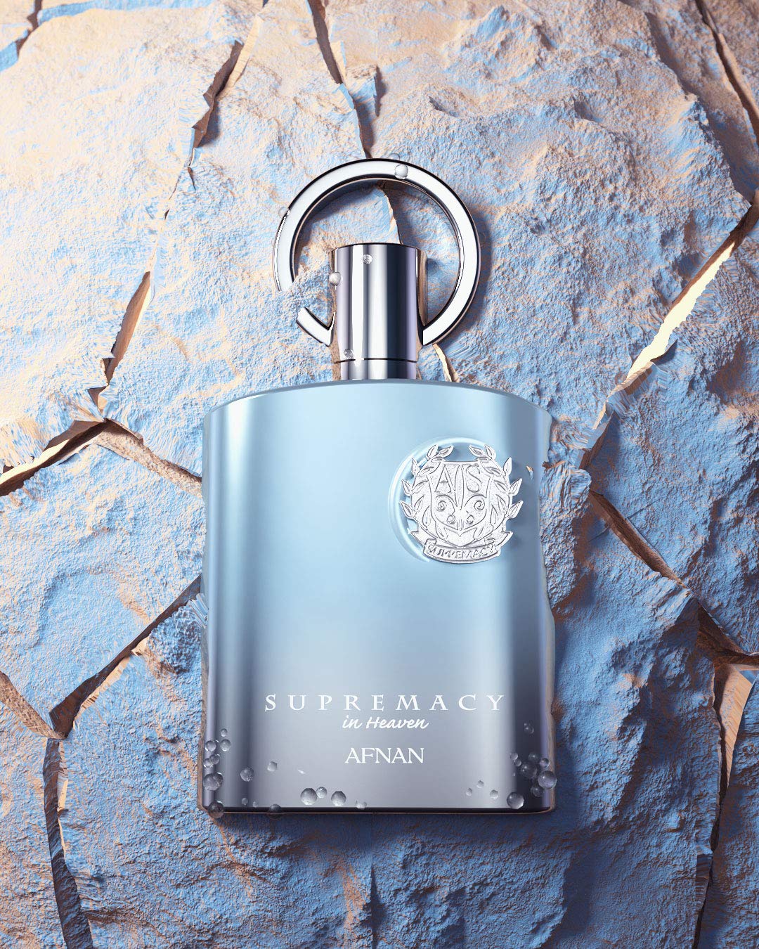 Afnan Supremacy In Heaven bottle side view, sleek lines for versatile occasions