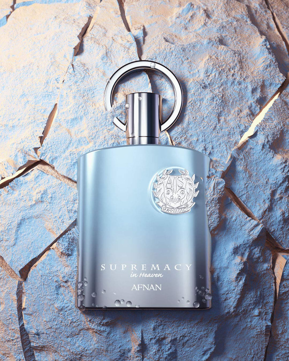 Afnan Supremacy In Heaven bottle side view, sleek lines for versatile occasions