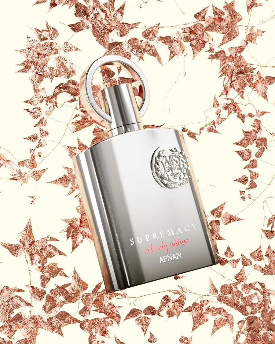 Afnan Supremacy Not Only Intense base notes visible on bottle label for lasting warmth