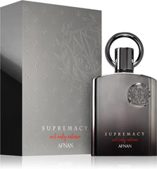 Afnan Supremacy Not Only Intense bottle on reflection, ideal for evening occasions.