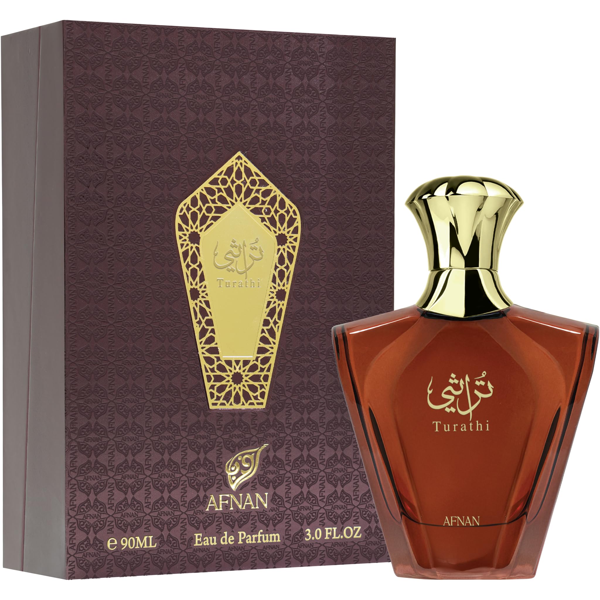 Afnan Turathi Brown woody-aquatic image captures lasting sillage and refined strength.
