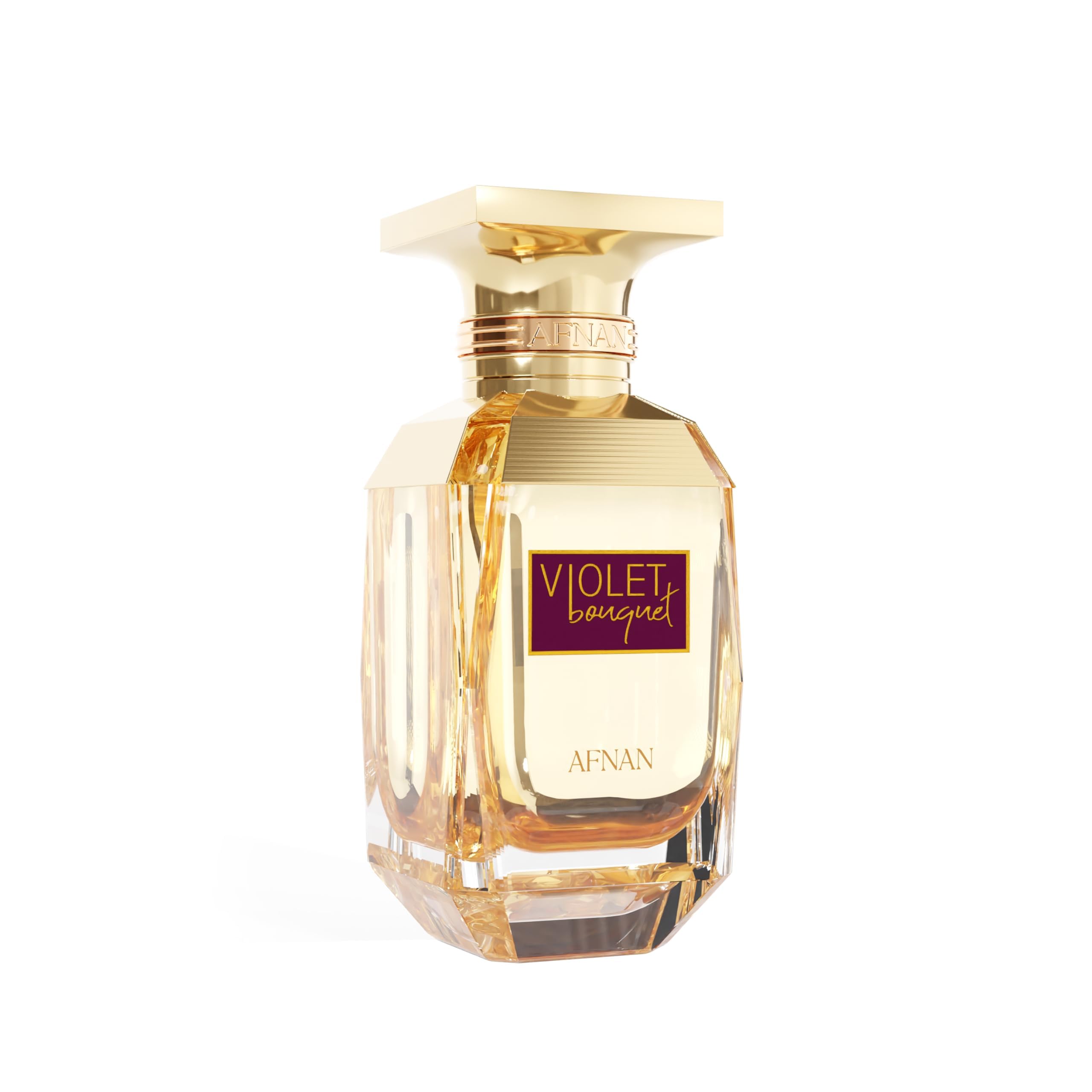 Afnan Violet Bouquet bottle cap close-up showcases premium detailing.