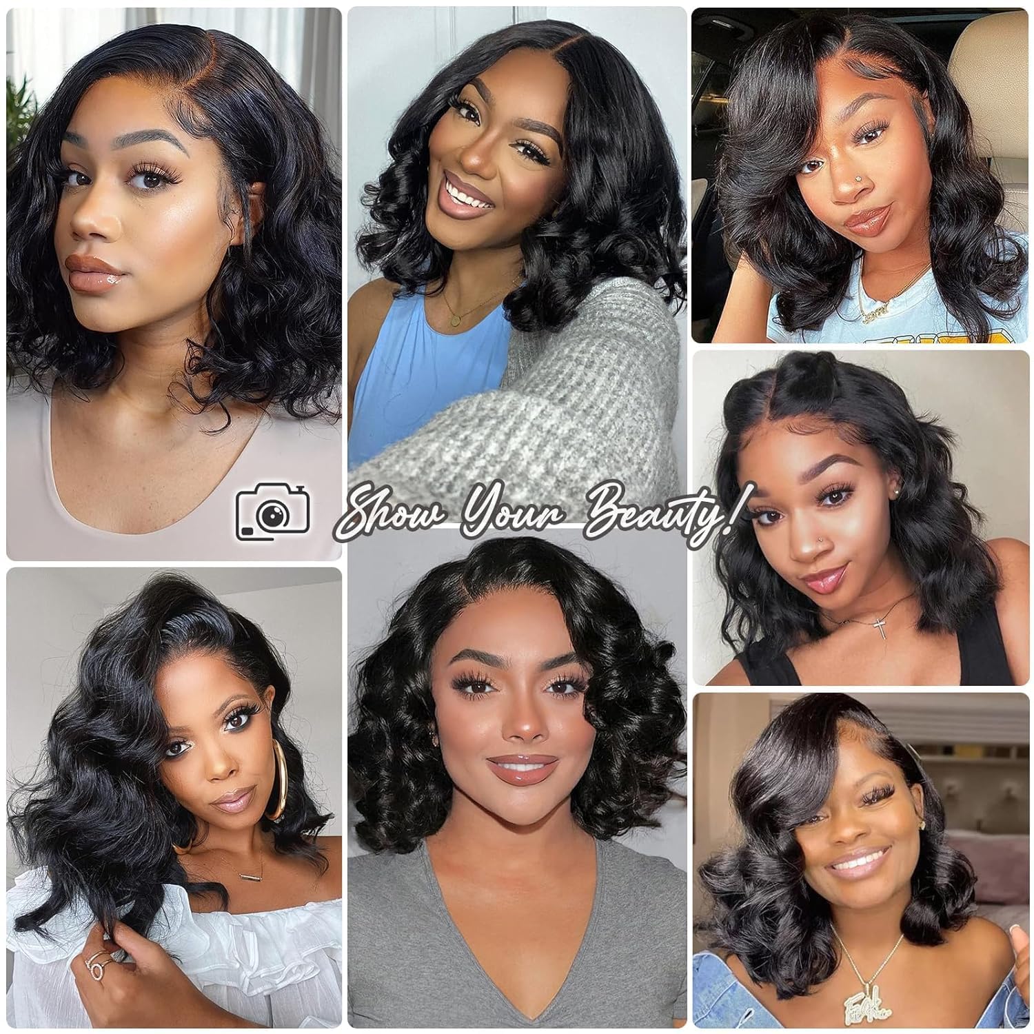 Afribye 14-inch bob wig pre-plucked hairline close-up for ready wear