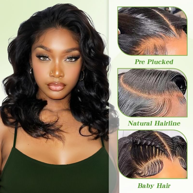 Afribye body wave 13x6 hd lace-front wig side part for versatile styling