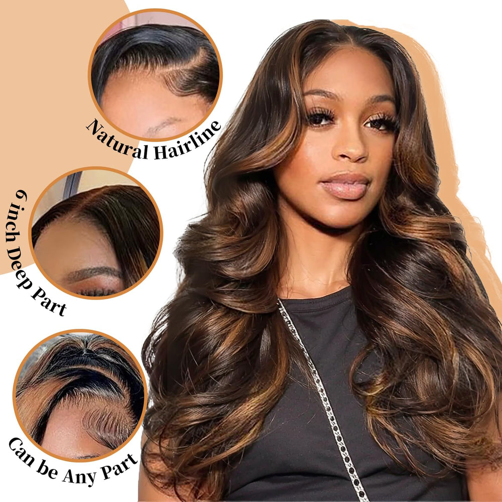 Afribye ombre 13x6 lace front wig with balayage gloss for glam daily styling