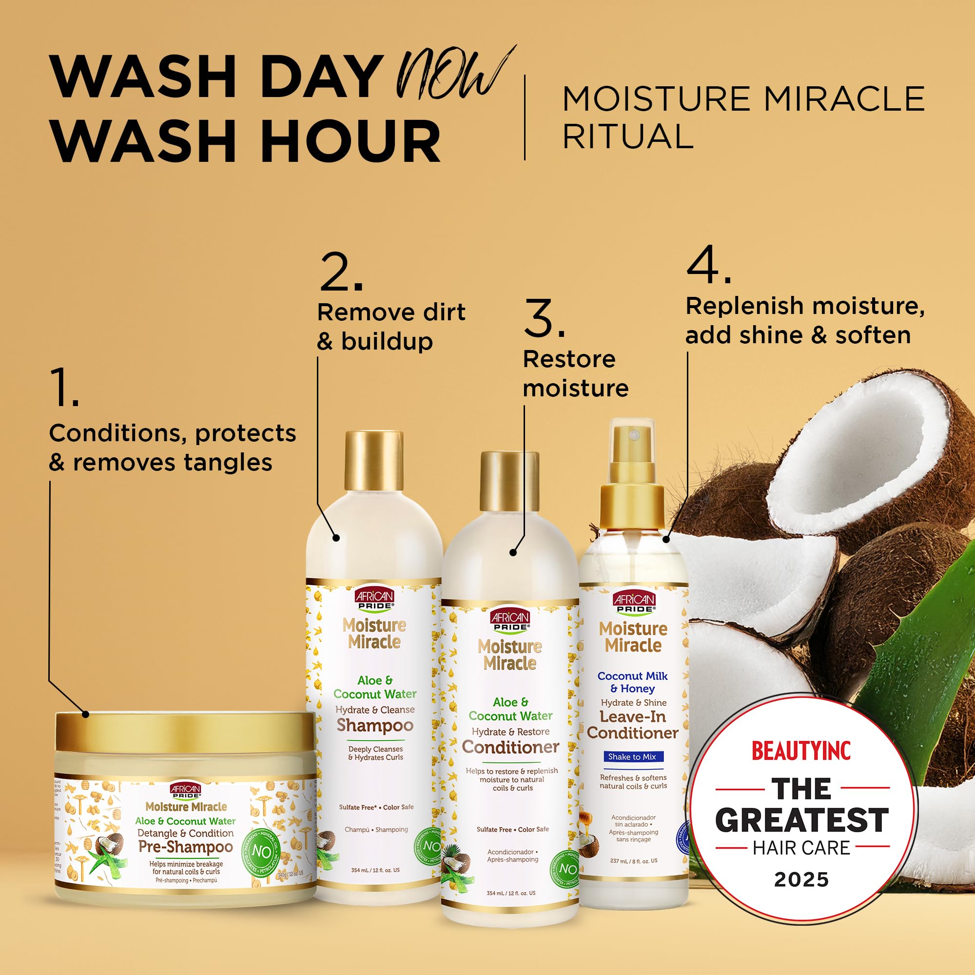 African Pride Moisture Miracle application on wet hair shows quick wash-day prep