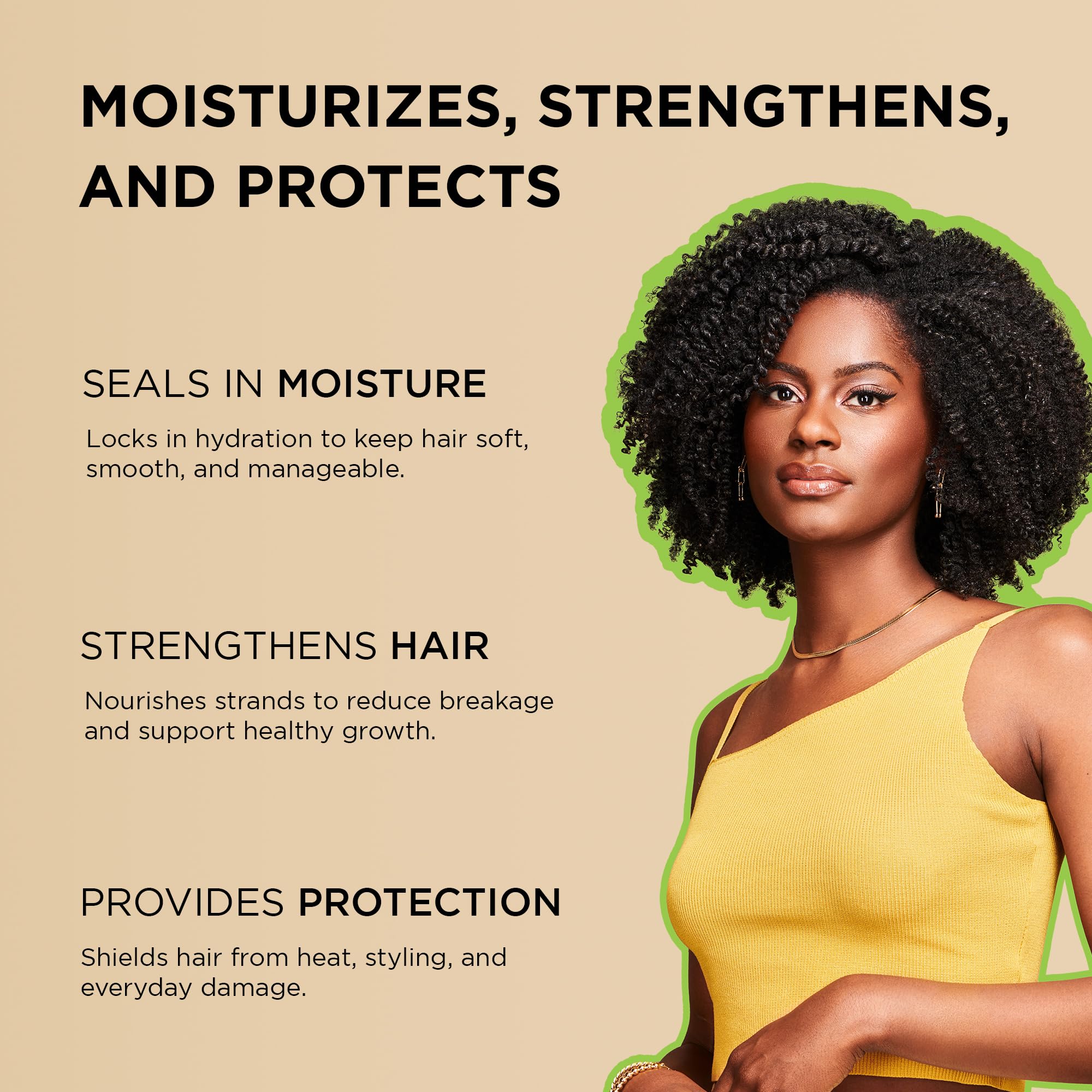 African Pride Moisture Miracle argan oil bottle for smoothing cuticles and gloss.