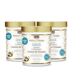 African Pride Moisture Miracle coconut-baobab leave-in cream bottle providing lasting curl hydration