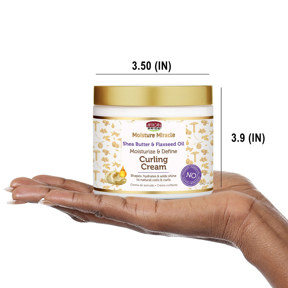 African Pride Moisture Miracle Curling Cream delivers shine and moisture without heaviness