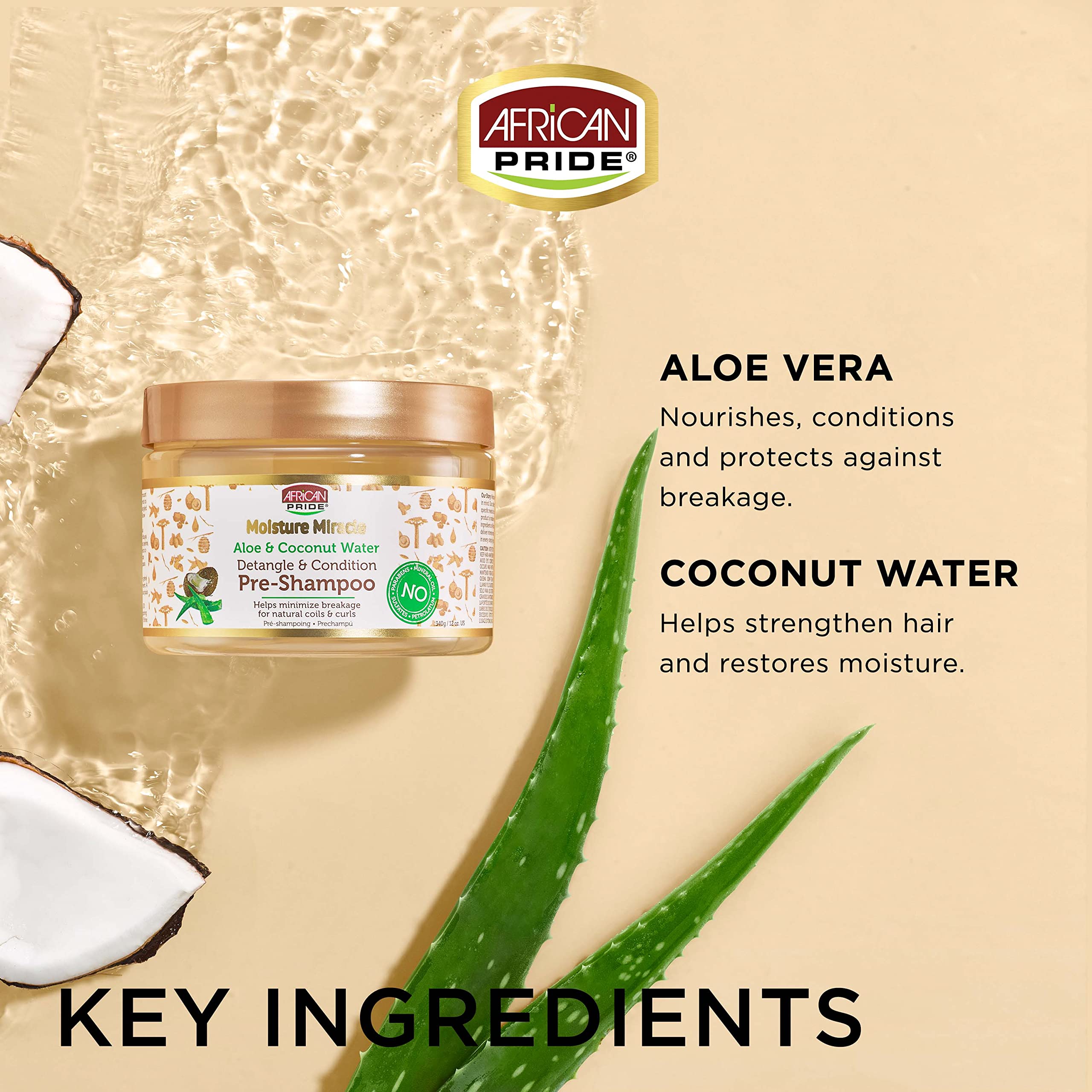 African Pride Moisture Miracle free-from parabens and mineral oils communicates clean formulation