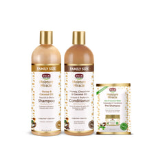 African Pride Moisture Miracle bottle pour shows hydration for natural coils