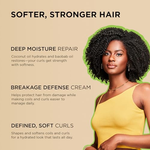 Apply African Pride Moisture Miracle leave-in cream from the dispenser for quick daily moisture on coils