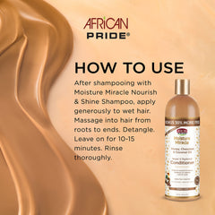African Pride Moisture Miracle packaging shot emphasizes sulfate-free, color-safe formula
