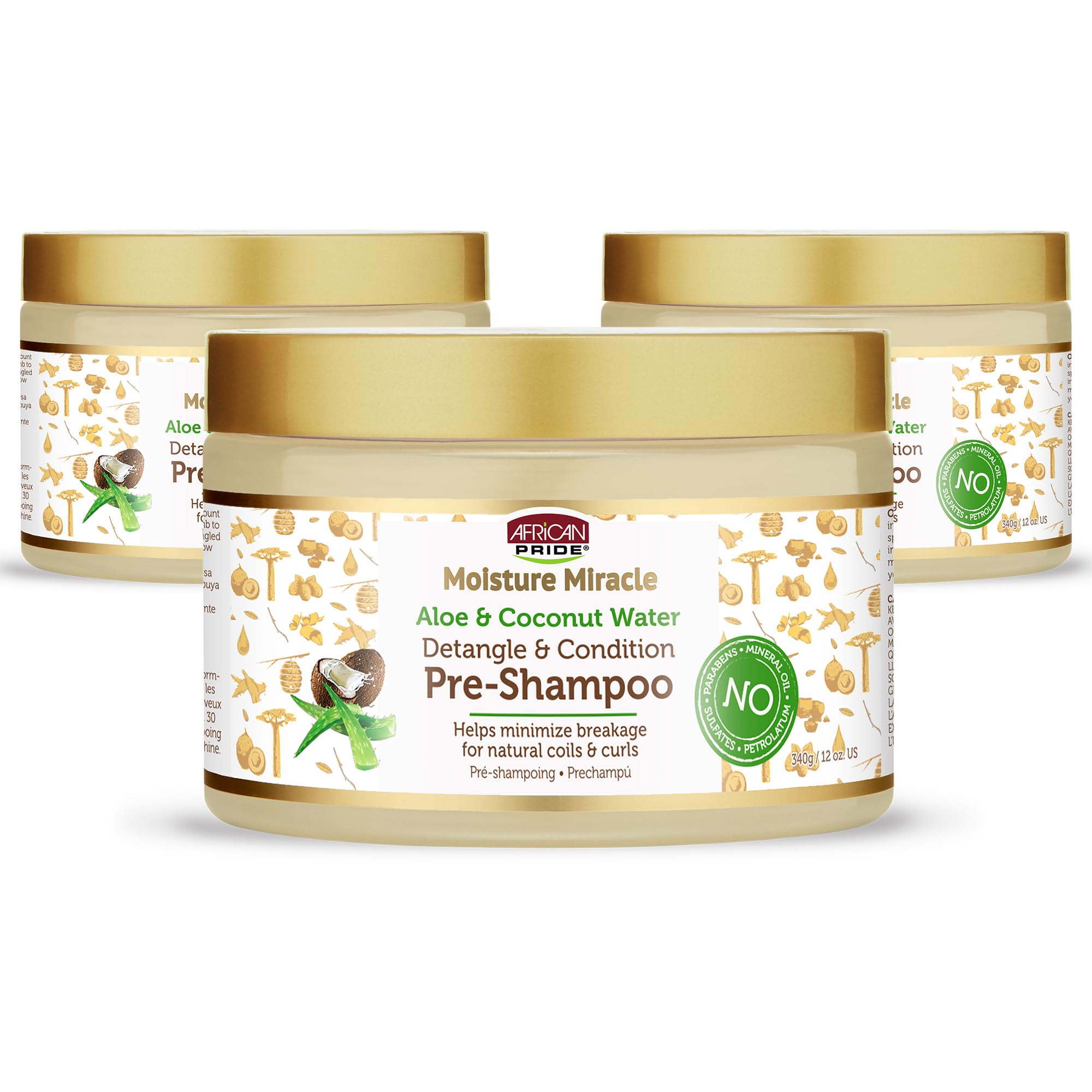 African Pride Moisture Miracle pre-shampoo detangler pack shot improves detangling prep