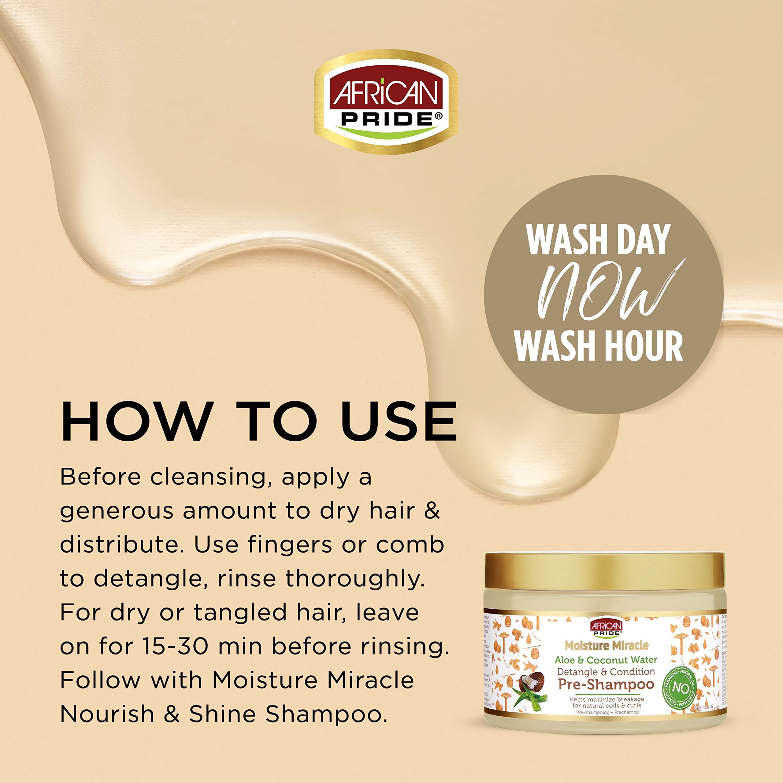 African Pride Moisture Miracle wash lather demonstrates gentle cleansing for curly hair