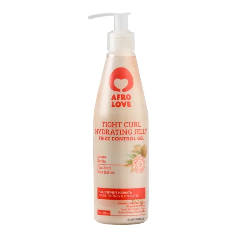 Afro Love Tight Curl Hydrating Jelly being applied, delivering shine and moisture for soft, defined curls.
