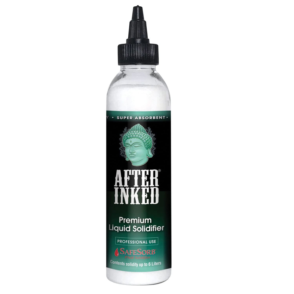 After Inked Liquid Solidifier bottle pour for quick disposal of tattoo ink