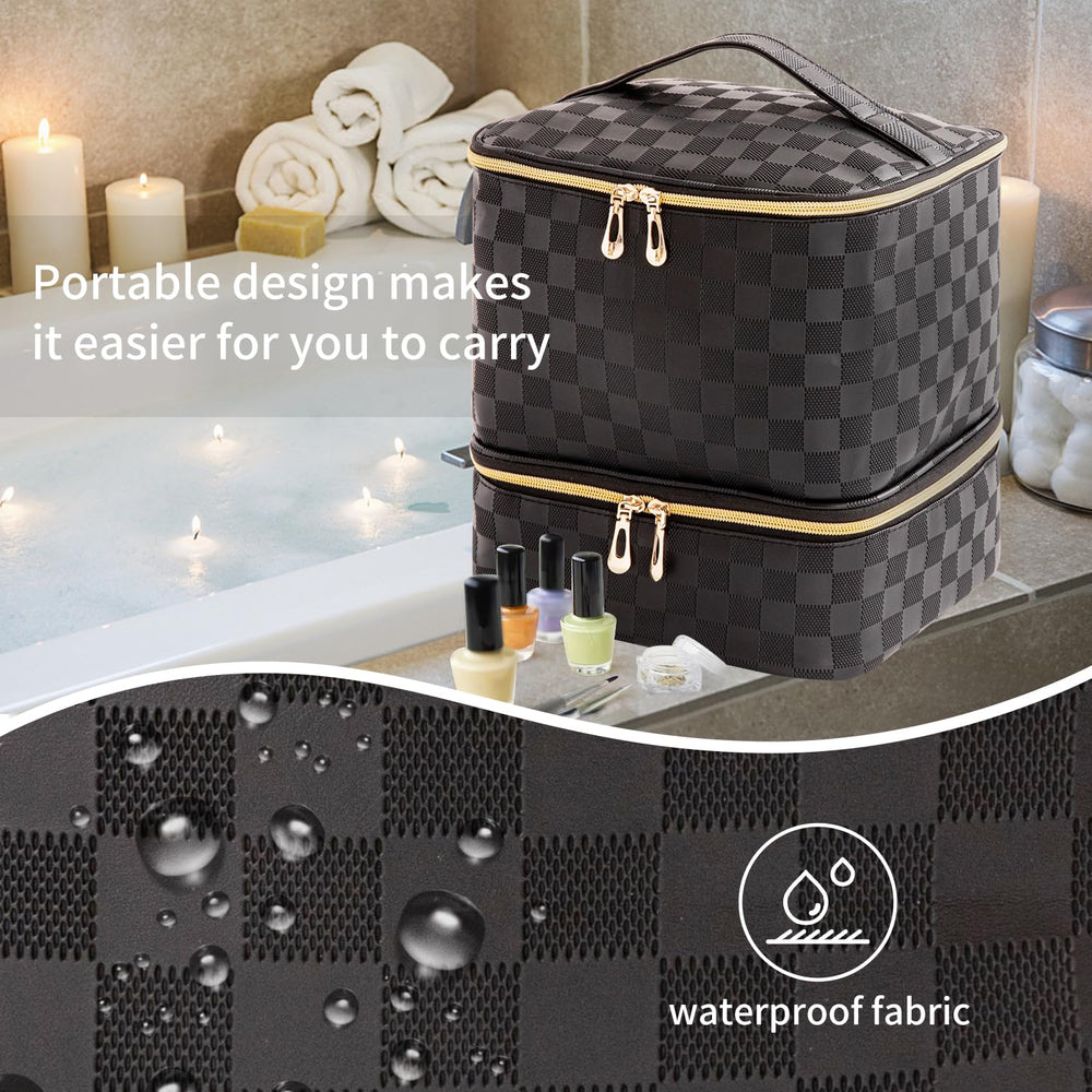 AFUOWER nail polish organizer bag detachable sponge base keeps polishes apart for quick access.