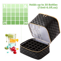 AFUOWER nail polish organizer bag interior compartments keep bottles and tools organized.