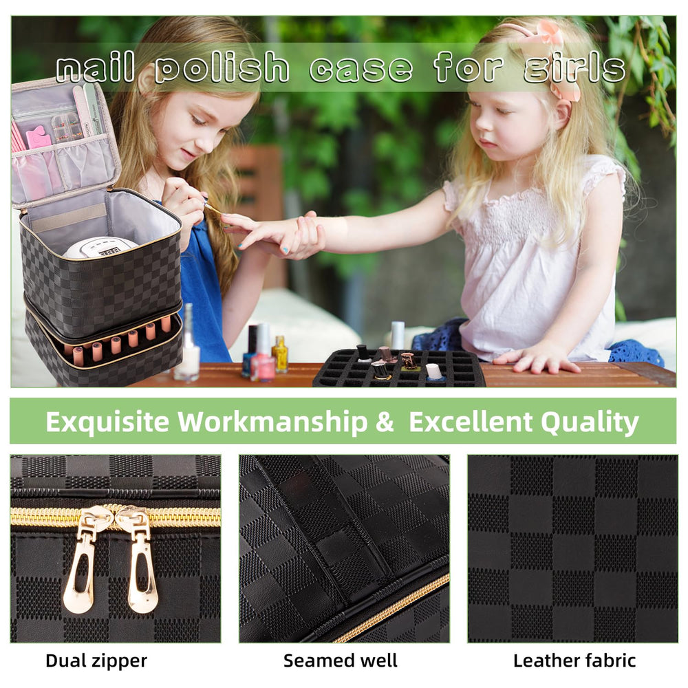 AFUOWER nail polish organizer bag padding protects bottles from bumps during transport.