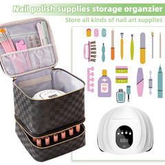 AFUOWER nail polish organizer bag top handle enables easy carry on the go.