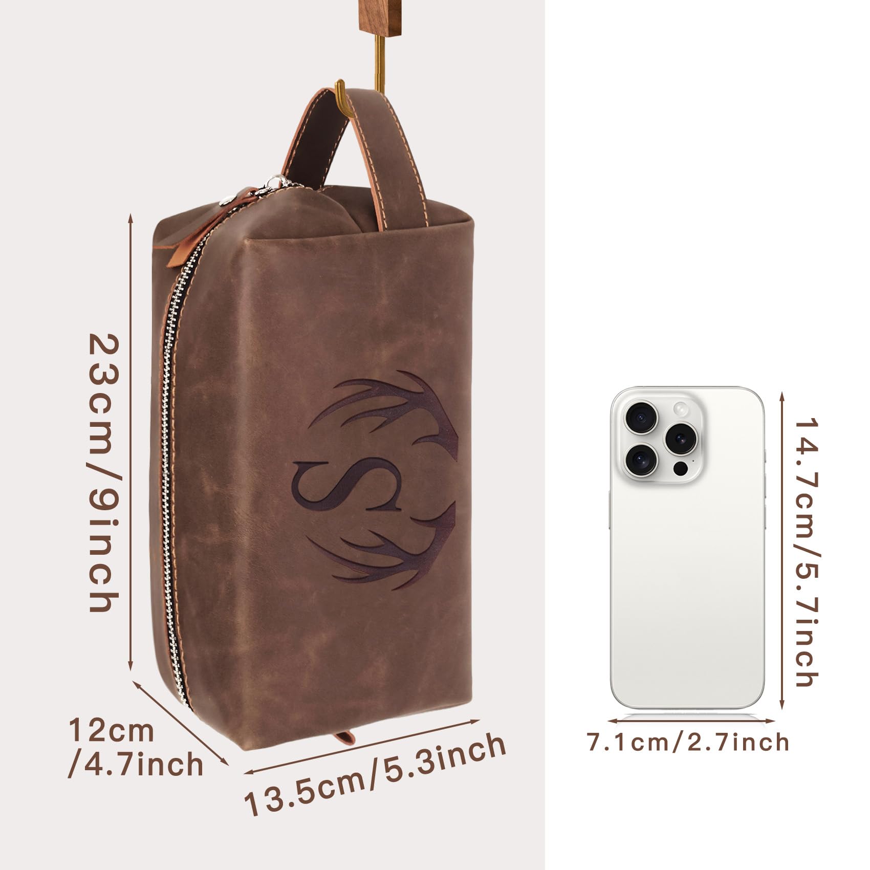 Aganmi dad-friendly birthday gift toiletry bag with antler motif