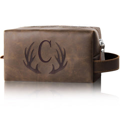 Aganmi bag front view with initials and antlers, gift-ready look.