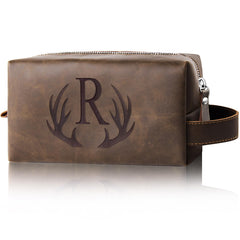Aganmi Unique Mens Toiletry Bag monogrammed initials for a personalized travel kit.