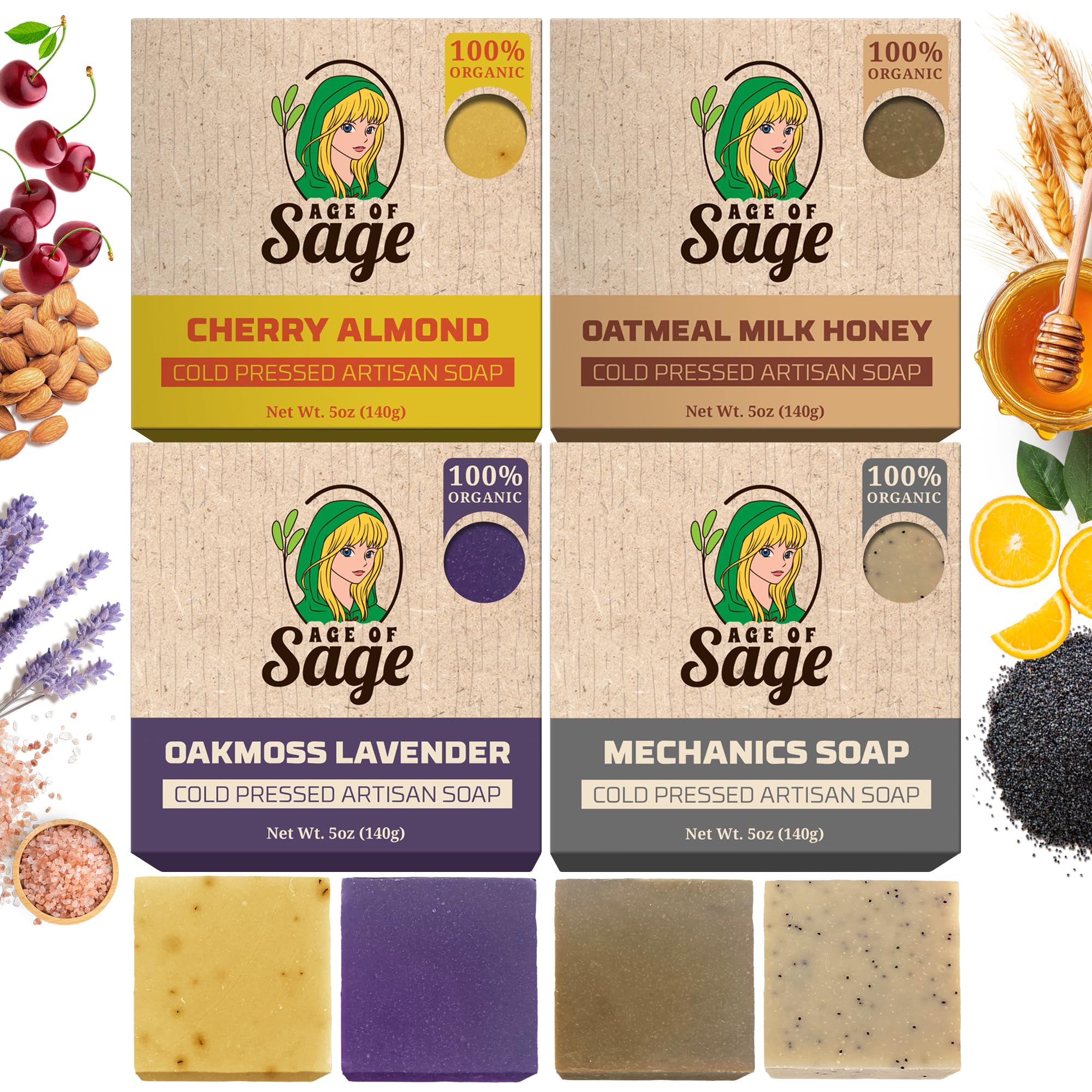 Age of Sage gift set box front—premium artisan soaps for gifting and self-care.