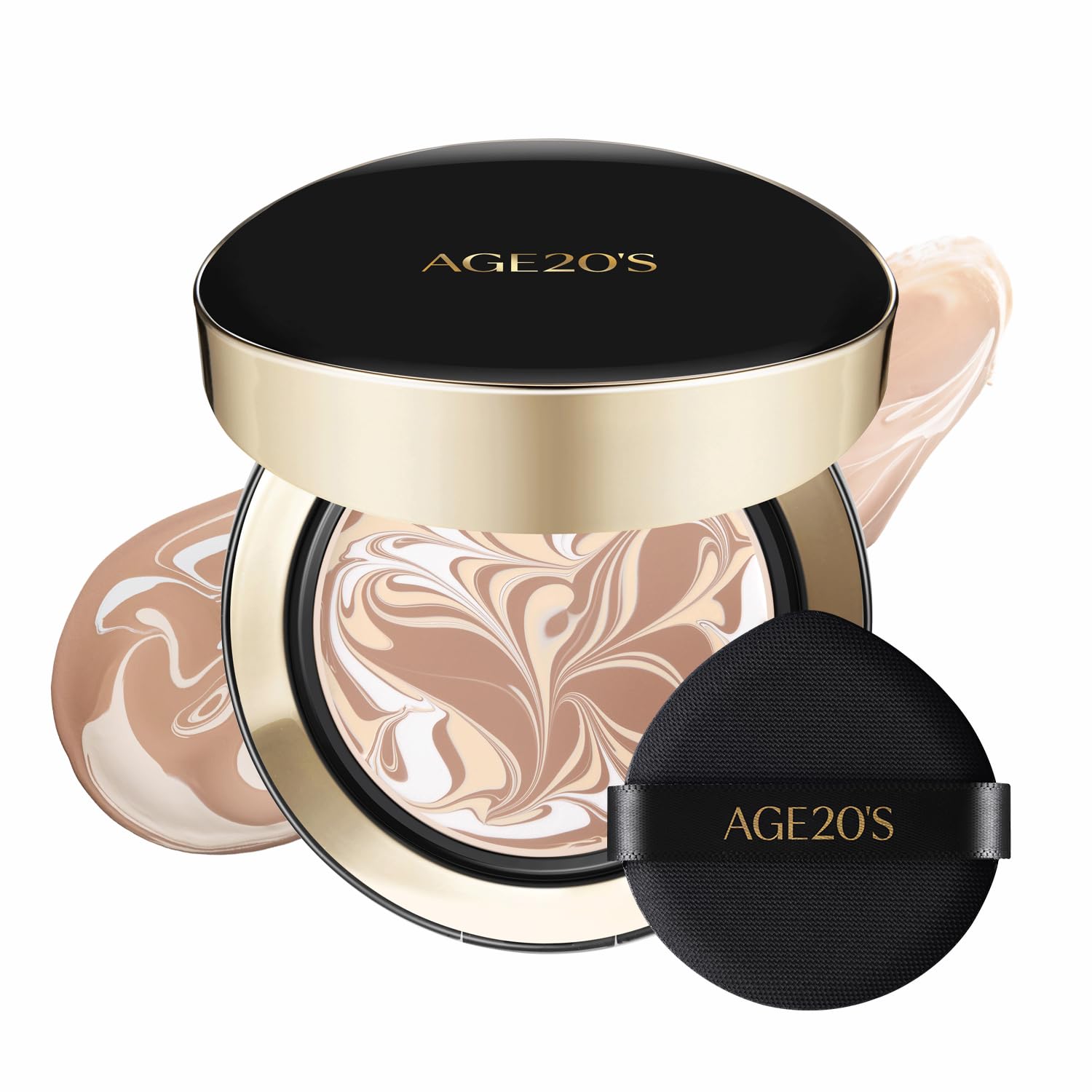 AGE 20's Signature Essence Pact puff application for quick, even coverage.